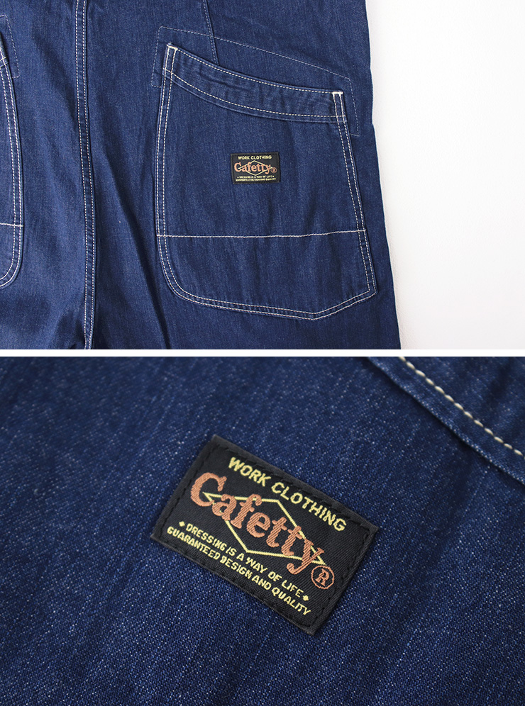 【新品未使用】cafetty カフェッティ　ワークデニムサロペット　Mサイズ Cafetty（カフェッティ） Cafetty 10ozデニムワークサロペット CF-0593
