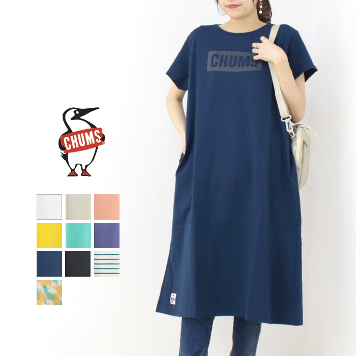 チャムス CHUMS チャムスロゴドレス CH18-1259  Ｔシャツ ワンピース ロゴ ロング丈 トップス レディース 2025春夏 /返品・交換不可/SALE セール | CHUMS