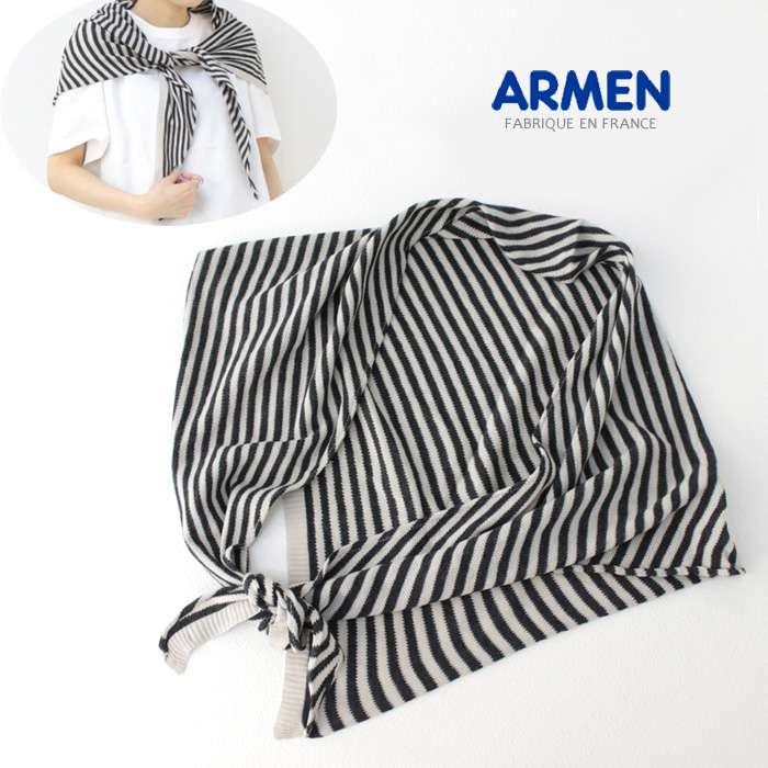 アーメン ARMEN コットンストライプトライアングルスカーフ CLNAM2402S ストール 巻物 プレゼント ギフト レディース 2025春夏 | ARMEN