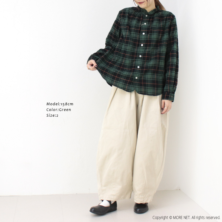 SALE セール/ダナファヌル Dana Faneuil シャーリングチェックワンピースカラーシャツ D-6124448 トップス  日本製 レディース /返品・交換不可 DANA FANEUIL ダナファヌル Dana Faneuil シャーリングチェック