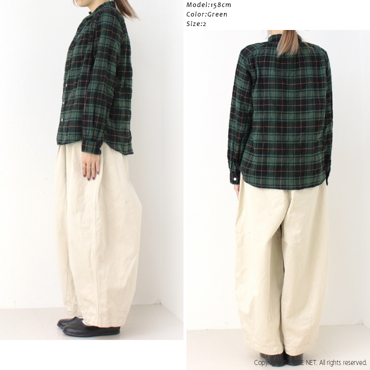SALE セール/ダナファヌル Dana Faneuil シャーリングチェックワンピースカラーシャツ D-6124448 トップス  日本製 レディース /返品・交換不可 DANA FANEUIL ダナファヌル Dana Faneuil シャーリングチェック