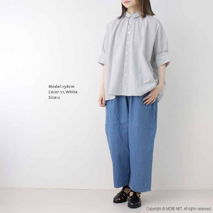 ダナファヌル Dana Faneuil シアサッカーストライプワンピースカラードルマンブラウス D-6225210 日本製 5分袖 半袖 シャツ ワイド レディース 2025春夏 | DANA FANEUIL | 04