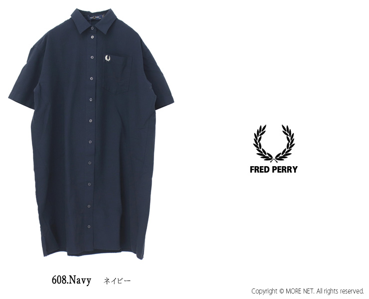 フレッドペリー FRED PERRY シアサッカーシャツドレス D9175 トップス ワンピース ミディ丈 無地 ワンポイント レディース 2025春夏 | FRED PERRY | 02