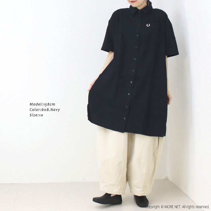 フレッドペリー FRED PERRY シアサッカーシャツドレス D9175 トップス ワンピース ミディ丈 無地 ワンポイント レディース 2025春夏 | FRED PERRY | 03