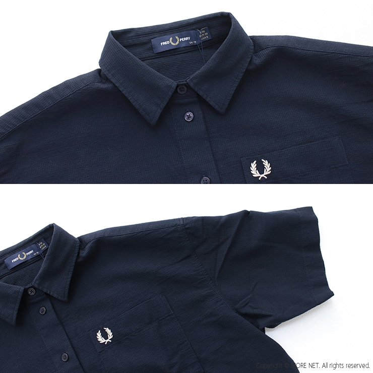 フレッドペリー FRED PERRY シアサッカーシャツドレス D9175 トップス ワンピース ミディ丈 無地 ワンポイント レディース 2025春夏 | FRED PERRY | 05