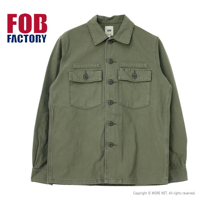 FOBファクトリー FOB FACTORY オリーブバックサテン ファティーグシャツジャケット F2362 メンズ 日本製 2024春夏 :f2362:モアネット casual select