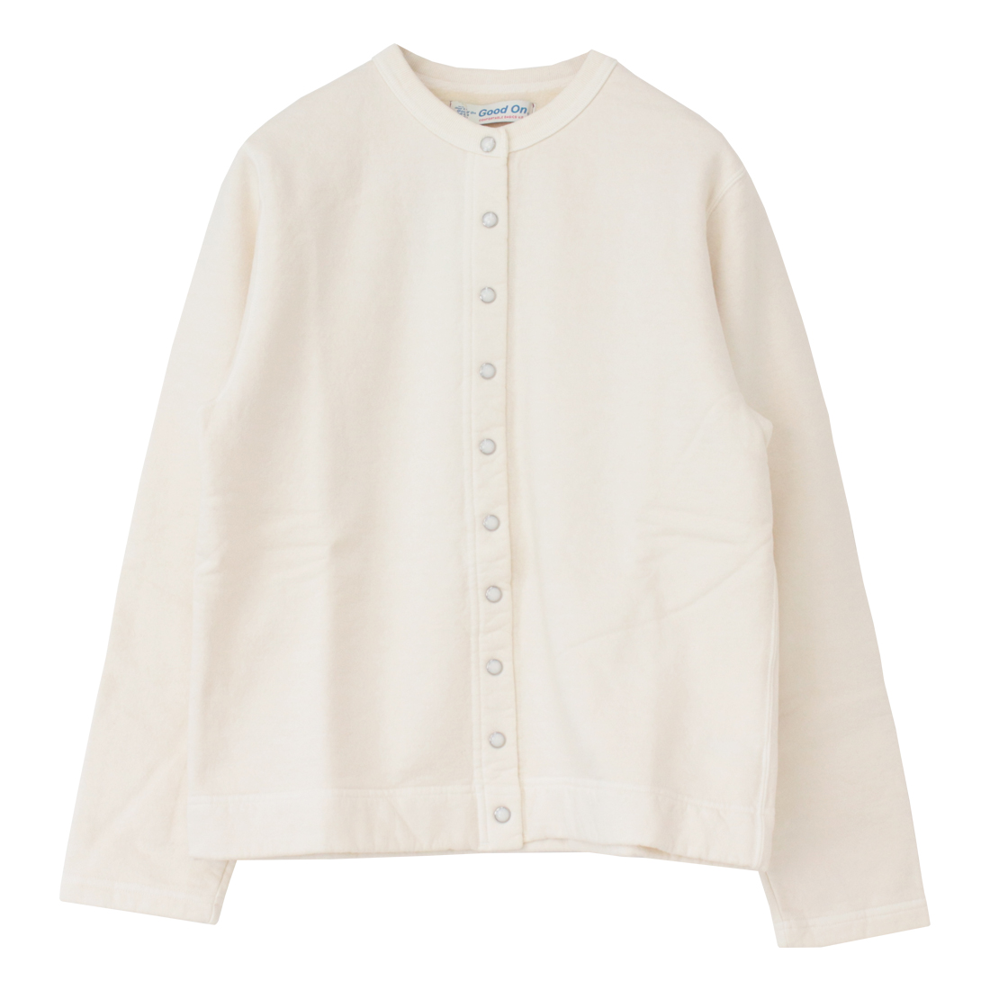 グッドオン Good On 裏起毛クルースウェットカーディガン GOBW1711 日本製 長袖 羽織 ボタン 無地 レディース GOOD ON（グッドオン） 裏起毛クルースウェットカーディガン GOBW1711