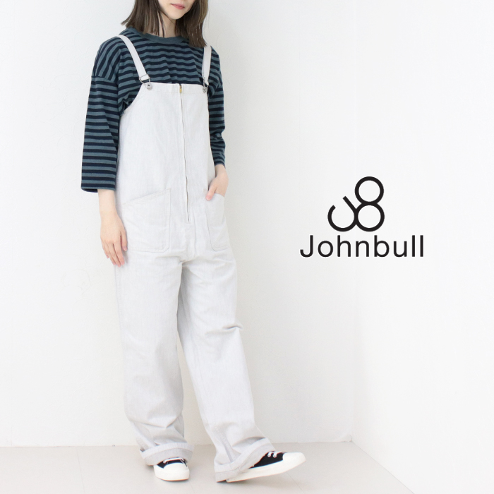 ジョンブル JOHNBULL デニムチューブサロペット W-WHITE JL231P40 日本製 オーバーオール Wホワイト 無地 ロング丈 レディース 2025春夏｜モアネット casual select