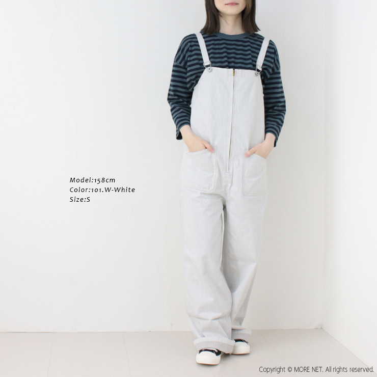 ジョンブル JOHNBULL デニムチューブサロペット W-WHITE JL231P40 日本製 オーバーオール Wホワイト 無地 ロング丈 レディース 2025春夏 | Johnbull | 03