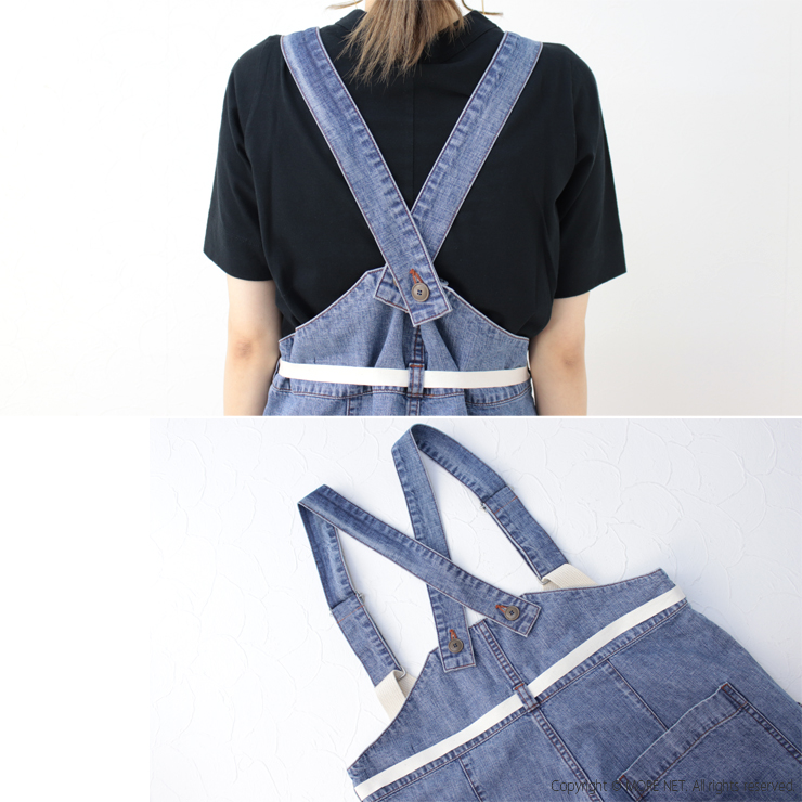 SALE セール/ジョンブル JOHNBULL 10ozジンバブエデニムサスペンダーパンツ JL241P21 日本製 ワイド レディース ボトム /返品・交換不可 | Johnbull | 10