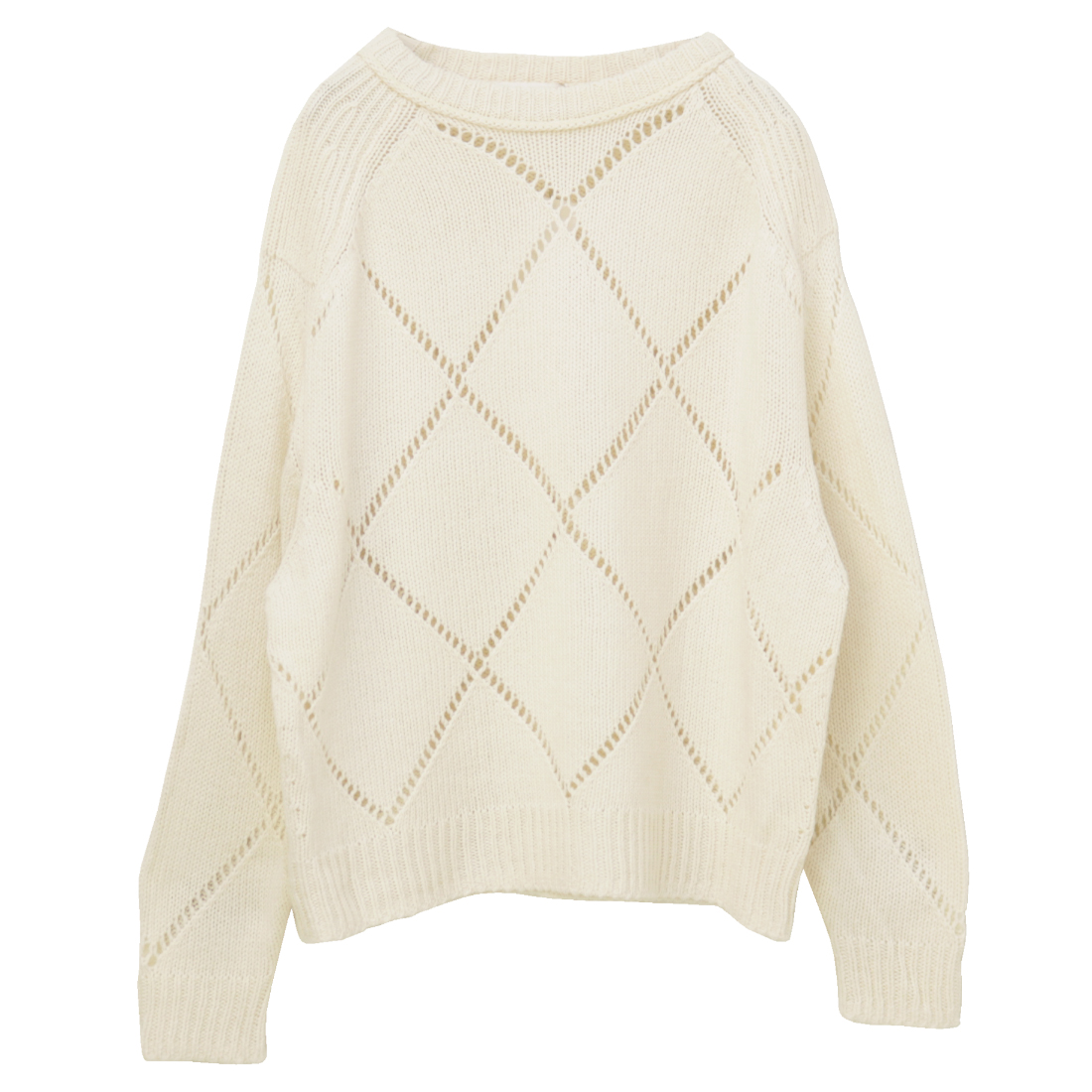 レイトリー LAITERIE エコヤーンひし形アイレットプルオーバー LK22304 トップス ニット 透かし編み 無地 レディース /返品・交換不可/SALE セール | LAITERIE | 01