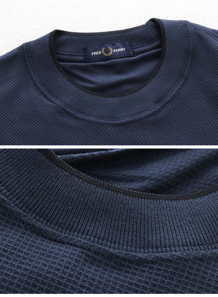 FRED PERRY フレッドペリー クルーネック鹿の子ボーダーT L FRED PERRY（フレッドペリー） ポケットディテールピケTシャツ M2395