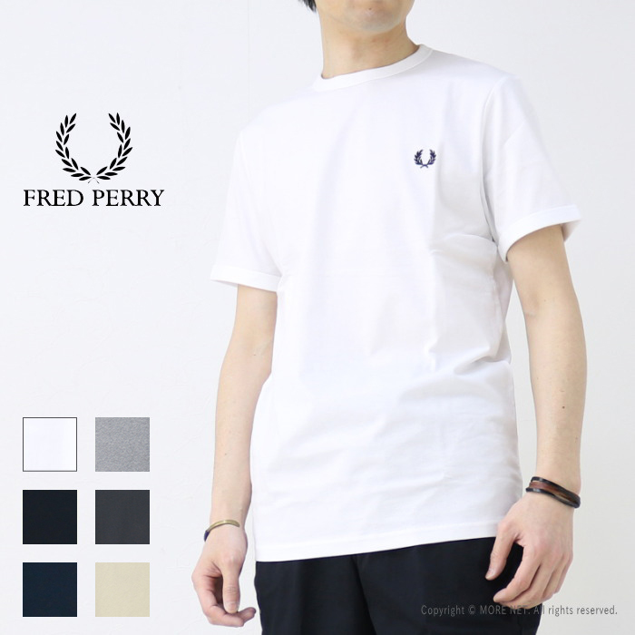 フレッドペリー FRED PERRY ワンポイントロゴ刺繍Tシャツ M3519 メンズ 半袖 リンガー 2024春夏｜more-net2
