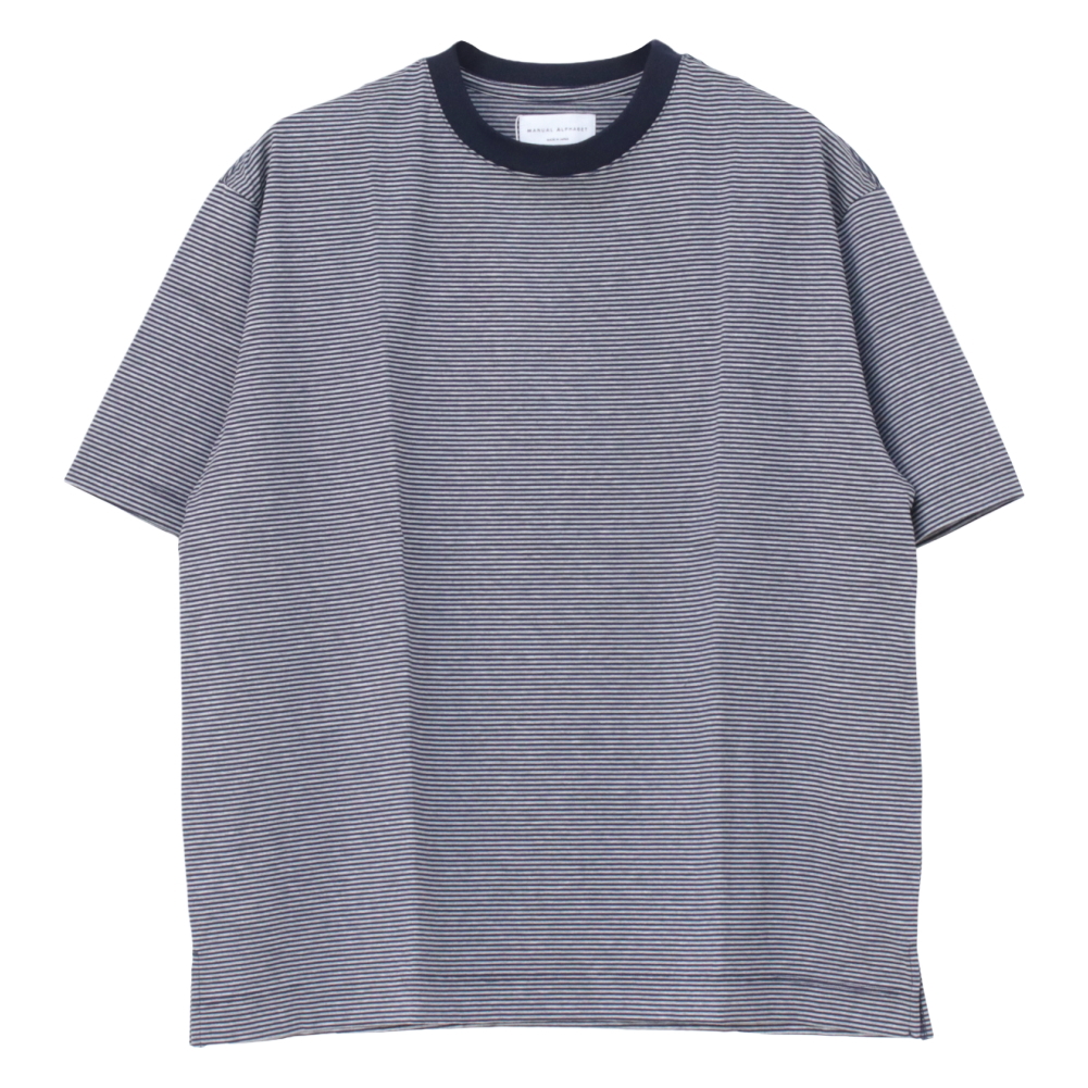 マニュアルアルファベット Manual Alphabet ミニボーダー ワイドTシャツ MA-C-242 メンズ 日本製 半袖 リラックス 無地系 2025春夏 | MANUAL ALPHABET | 01
