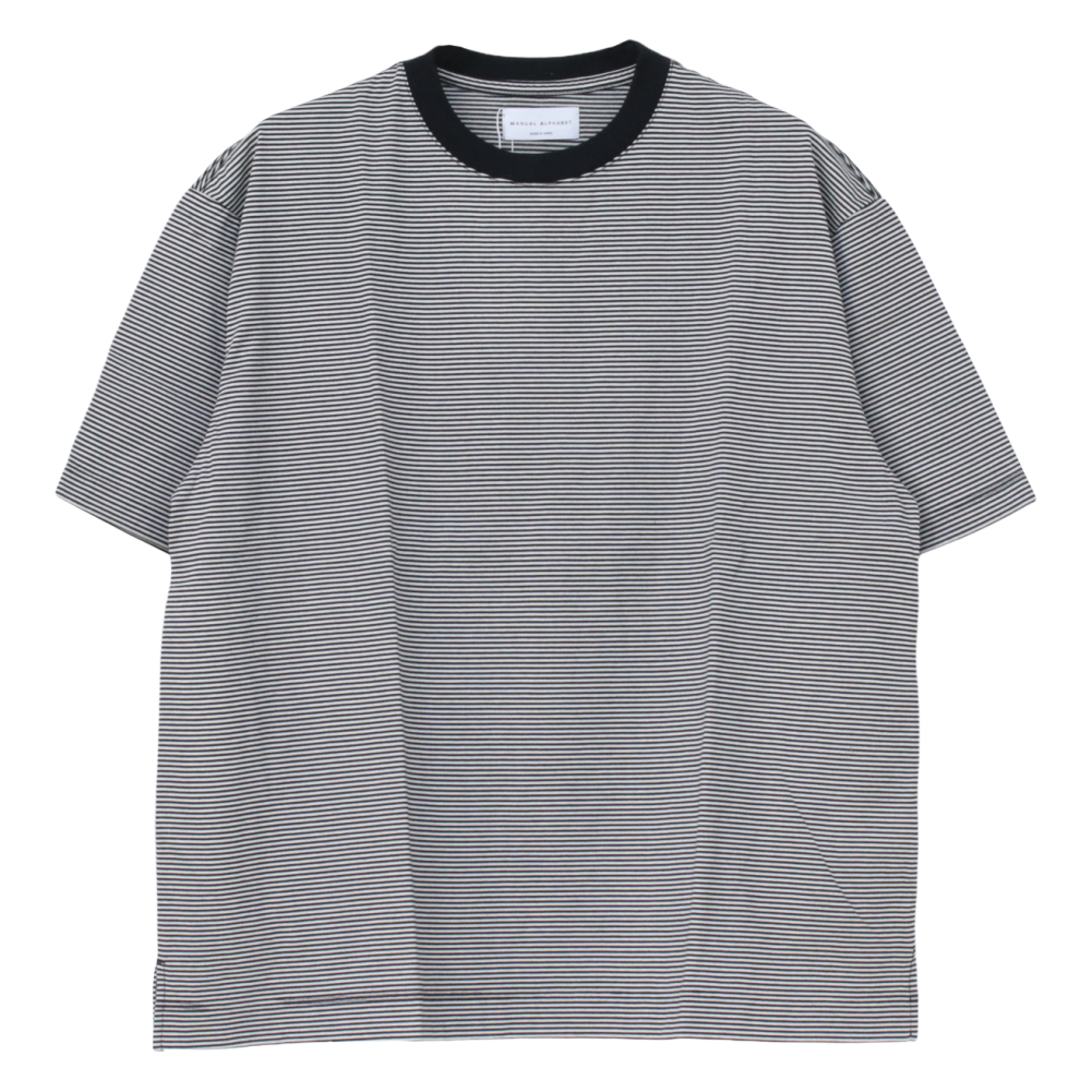 マニュアルアルファベット Manual Alphabet ミニボーダー ワイドTシャツ MA-C-242 メンズ 日本製 半袖 リラックス 無地系 2025春夏 | MANUAL ALPHABET | 02