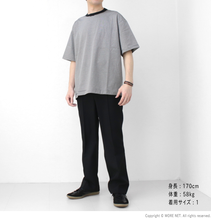 マニュアルアルファベット Manual Alphabet ミニボーダー ワイドTシャツ MA-C-242 メンズ 日本製 半袖 リラックス 無地系 2025春夏 | MANUAL ALPHABET | 09
