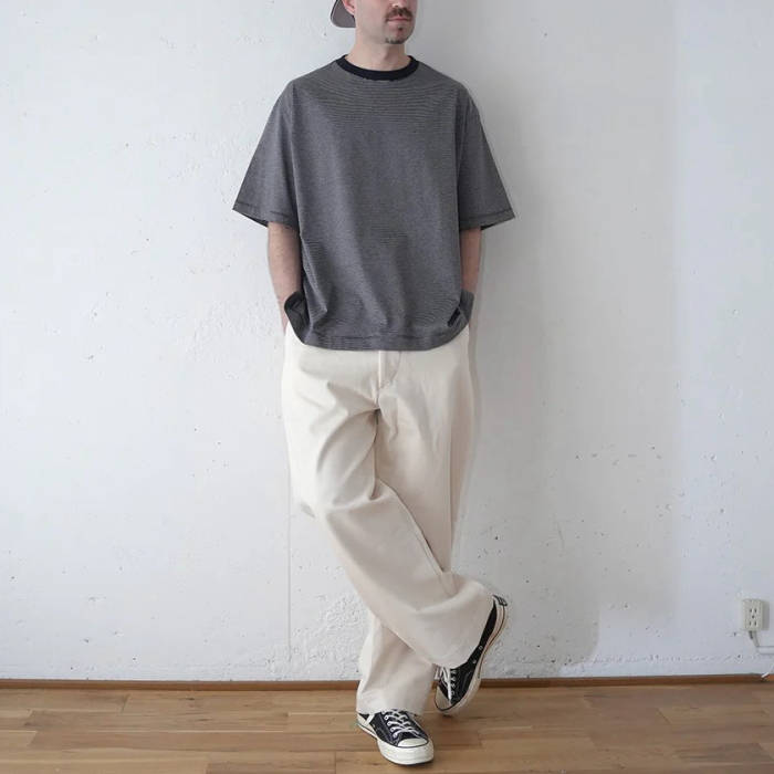 マニュアルアルファベット Manual Alphabet ミニボーダー ワイドTシャツ MA-C-242 メンズ 日本製 半袖 リラックス 無地系 2025春夏 | MANUAL ALPHABET | 04