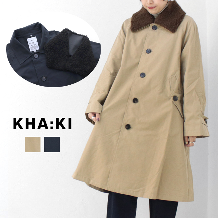 カーキ KHA:KI リムーバルカラーコート REMOVAL COLLAR COAT MIL24FJK3217 レディース トレンチ ファー ミドル丈 セミロング /返品・交換不可/SALE セール | kha:ki