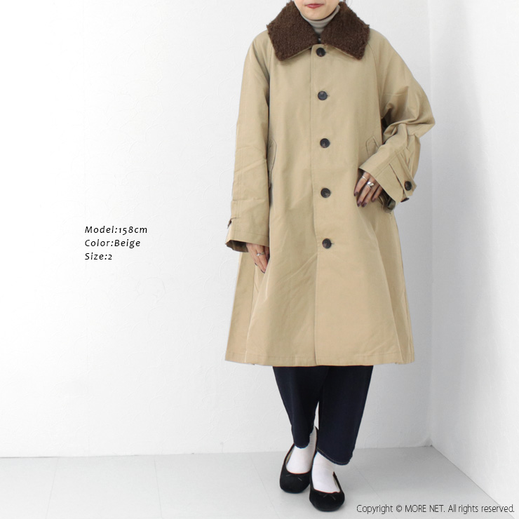 カーキ KHA:KI リムーバルカラーコート REMOVAL COLLAR COAT MIL24FJK3217 レディース トレンチ ファー ミドル丈 セミロング /返品・交換不可/SALE セール | kha:ki | 04