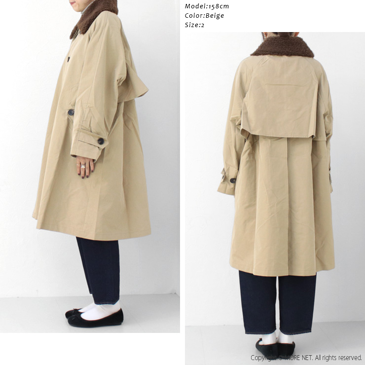 カーキ KHA:KI リムーバルカラーコート REMOVAL COLLAR COAT MIL24FJK3217 レディース トレンチ ファー ミドル丈 セミロング /返品・交換不可/SALE セール | kha:ki | 06