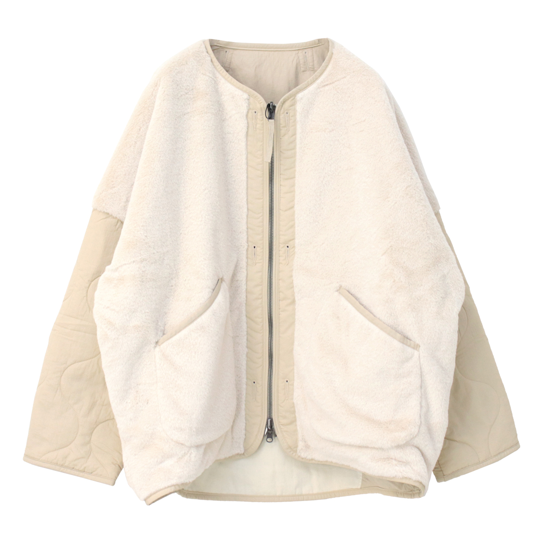 カーキ KHA:KI リバーシブルライナーワイドジャケット REV LINNER WIDE JACKET 24FJK3221 キルティング ファー パッチワーク /返品・交換不可/SALE セール | kha:ki | 01