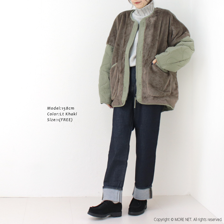 カーキ KHA:KI リバーシブルライナーワイドジャケット REV LINNER WIDE JACKET 24FJK3221 キルティング ファー パッチワーク /返品・交換不可/SALE セール | kha:ki | 04