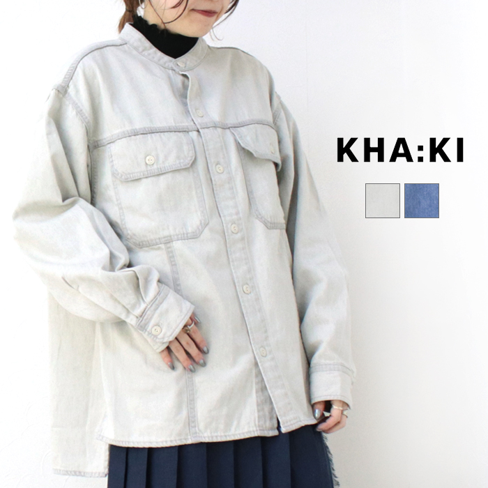 カーキ KHA:KI サイドスリットデニムジャケット MIL25HJK3234 トップス シャツ 長袖 羽織 ボタン レディース 2025春夏 /返品・交換不可/SALE セール | kha:ki