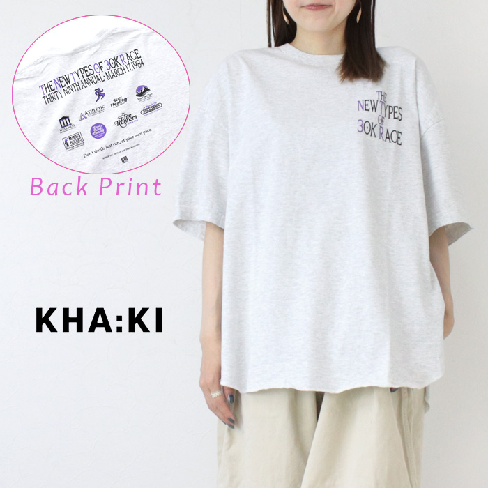 SALE セール/カーキ KHA:KI ラウンドヘムTシャツ/HEM ROUND TEE-30K RACE- MIL25SCS3452 トップス レディース 2025春夏 /返品・交換不可