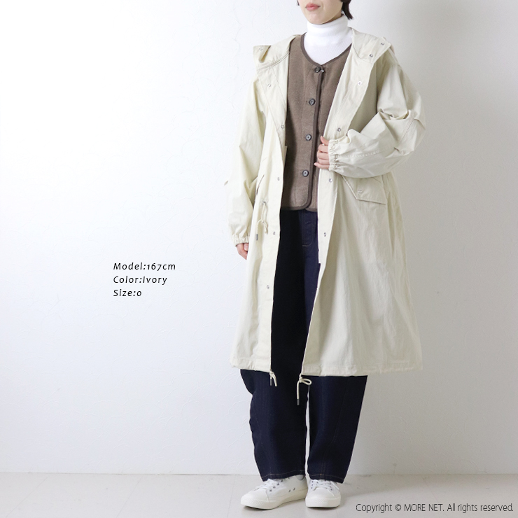 MANON : タグ付 8分丈スプリングコート MANON（マノン） コットンナイロンフードコート MNN-CT-048 日本製