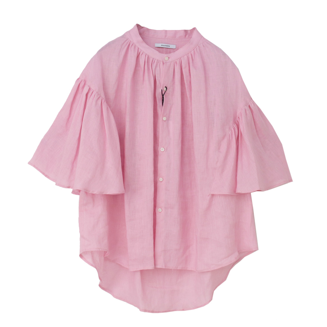 SALE セール/マノン MANON ファンスリーブリネンアミカルシャツ/FAN SLEEVE LINEN AMICAL SHT MNN-SH-290 ブラウス 無地  2025春夏 /返品・交換不可 MANON SALE セール/マノン ファンスリーブリネンアミカルシャツ