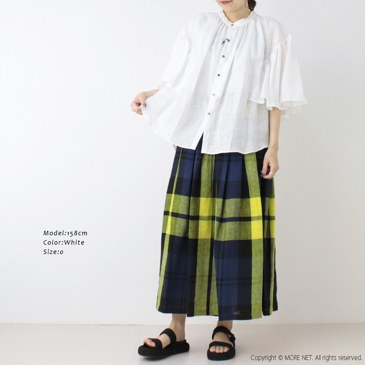 SALE セール/マノン MANON ファンスリーブリネンアミカルシャツ/FAN SLEEVE LINEN AMICAL SHT MNN-SH-290 ブラウス 無地  2025春夏 /返品・交換不可 MANON SALE セール/マノン ファンスリーブリネンアミカルシャツ