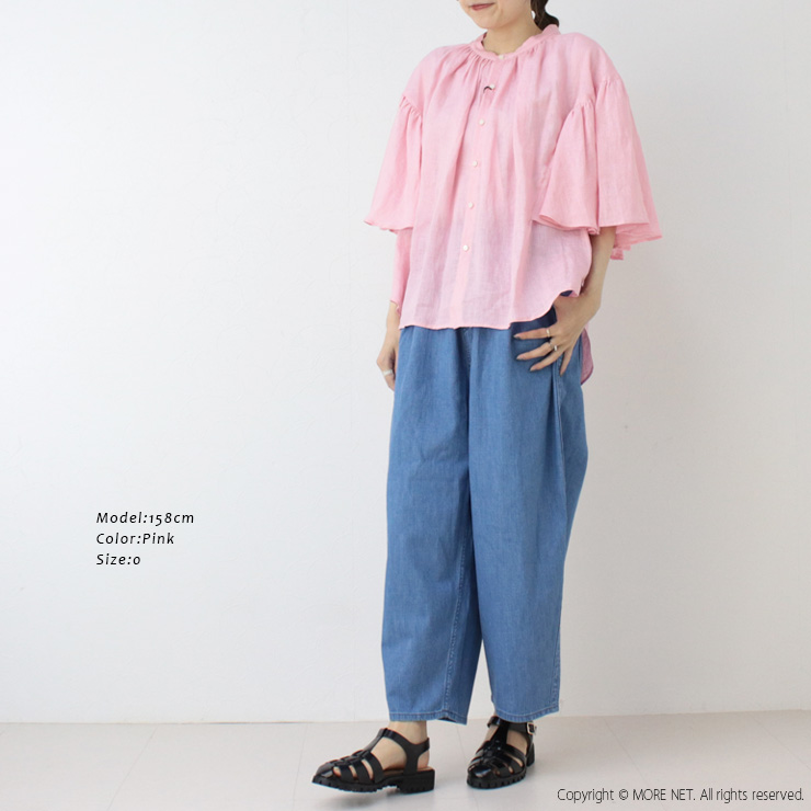 SALE セール/マノン MANON ファンスリーブリネンアミカルシャツ/FAN SLEEVE LINEN AMICAL SHT MNN-SH-290 ブラウス 無地  2025春夏 /返品・交換不可 MANON SALE セール/マノン ファンスリーブリネンアミカルシャツ