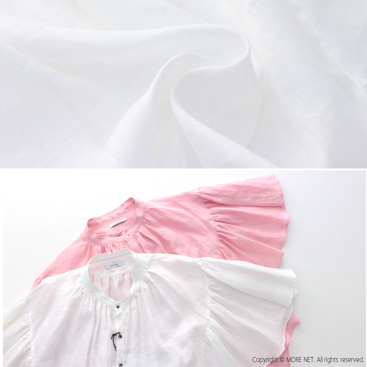 SALE セール/マノン MANON ファンスリーブリネンアミカルシャツ/FAN SLEEVE LINEN AMICAL SHT MNN-SH-290 ブラウス 無地  2025春夏 /返品・交換不可 MANON SALE セール/マノン ファンスリーブリネンアミカルシャツ