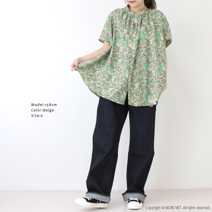 マノン MANON フラワーフレンチスリーブビッグアミカルシャツ MNN-SPSH-037 トップス ブラウス 花柄 半袖 日本製 レディース 2025春夏 | MANON | 04