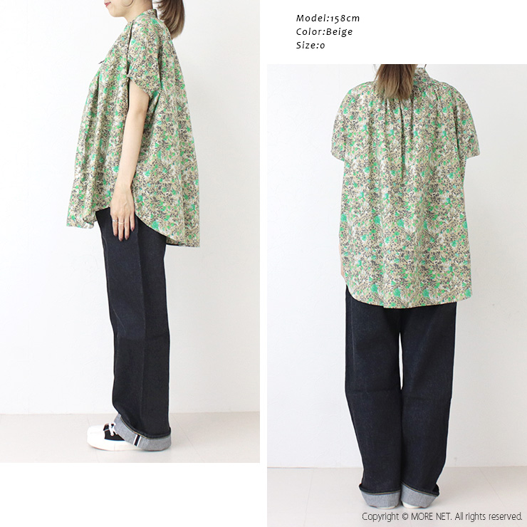 マノン MANON フラワーフレンチスリーブビッグアミカルシャツ MNN-SPSH-037 トップス ブラウス 花柄 半袖 日本製 レディース 2025春夏 | MANON | 06