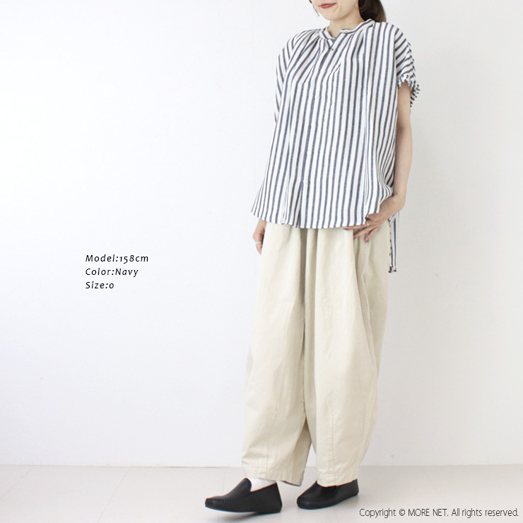 マノン MANON フリルスリーブリネンミックスストライプアミカルシャツ MNN-SPSH-040 トップス フレンチスリーブ 日本製 レディース 2025春夏 | MANON | 04