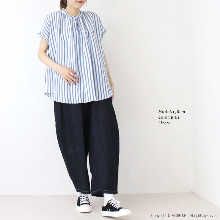 マノン MANON フリルスリーブリネンミックスストライプアミカルシャツ MNN-SPSH-040 トップス フレンチスリーブ 日本製 レディース 2025春夏 | MANON | 05