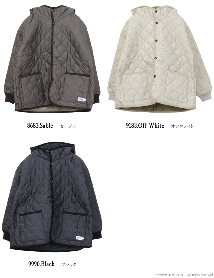 アーメン ARMEN ヒートキルトオーバーサイズフードジャケット NAM2561PP キルティング アウター 中綿 レディース ARMEN（アーメン） ヒートキルトオーバーサイズフードジャケット