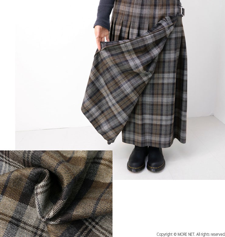 オニール オブ ダブリン O'NEIL OF DUBLIN ローウエストプリーツラップスカート(80cm丈) NOD0853 ウール レディース  裾直し対象外 /返品・交換不可/SALE セール