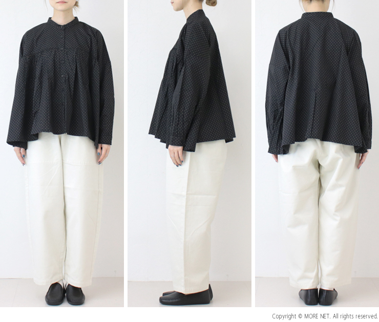 SOIL（ソイル） ポプリンドットプリントバンドカラーシャツ NSL25532