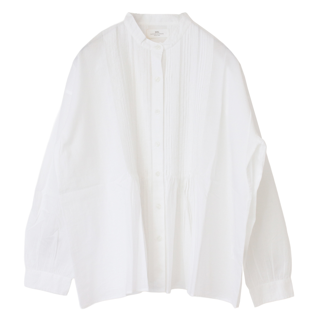 SOIL（ソイル） キャンブリックプレーンバンドカラーピンタックシャツ