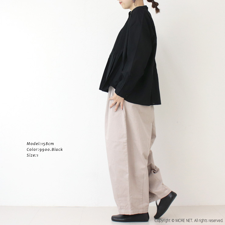 SOIL（ソイル） キャンブリックプレーンバンドカラーピンタックシャツ