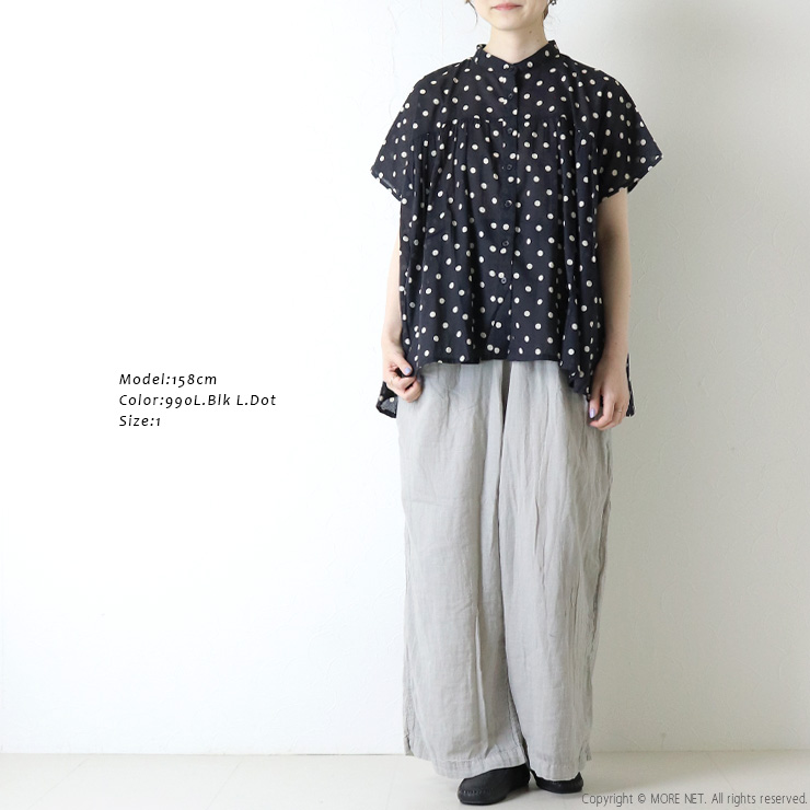 SOIL（ソイル） コットンボイルドットプリントバンドカラーフレンチ