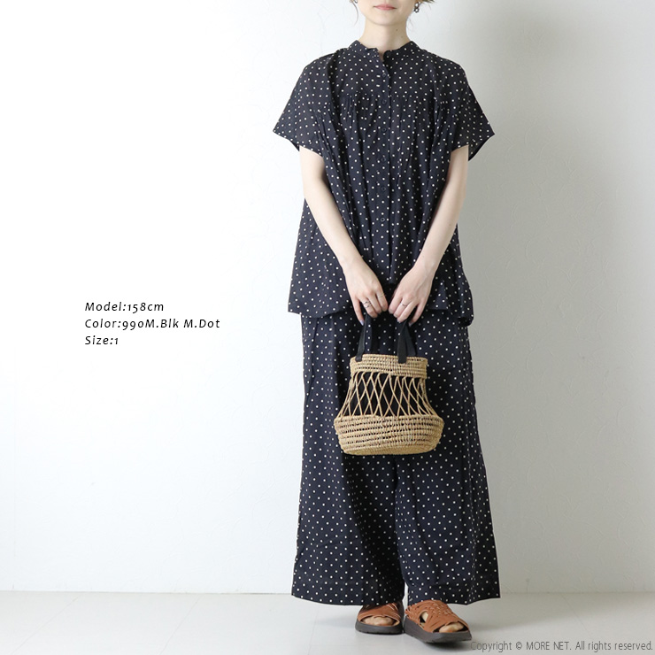 SOIL（ソイル） コットンボイルドットプリントバンドカラーフレンチ