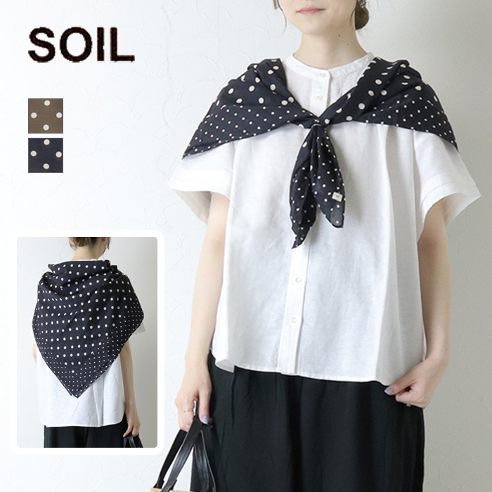 SOIL（ソイル） コットンボイルドットプリントスクエアストール