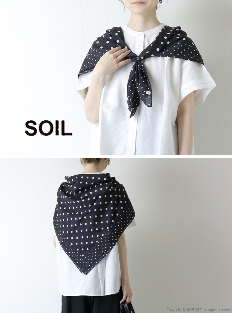 SOIL（ソイル） コットンボイルドットプリントスクエアストール