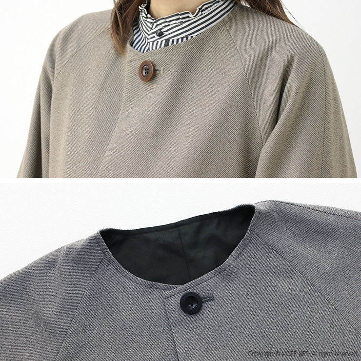 prit（プリット） ツイル×交織ギャバリバーシブルノーカラーコクーン