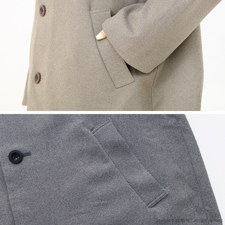 prit（プリット） ツイル×交織ギャバリバーシブルノーカラーコクーン