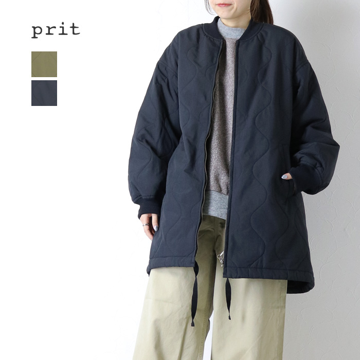プリット prit ナイロンタッサーオニオンキルトZIPブルゾン P60603 ミドル丈 中綿 裏地 日本製 レディース prit（プリット） ナイロンタッサーオニオンキルトZIPブルゾン P60603