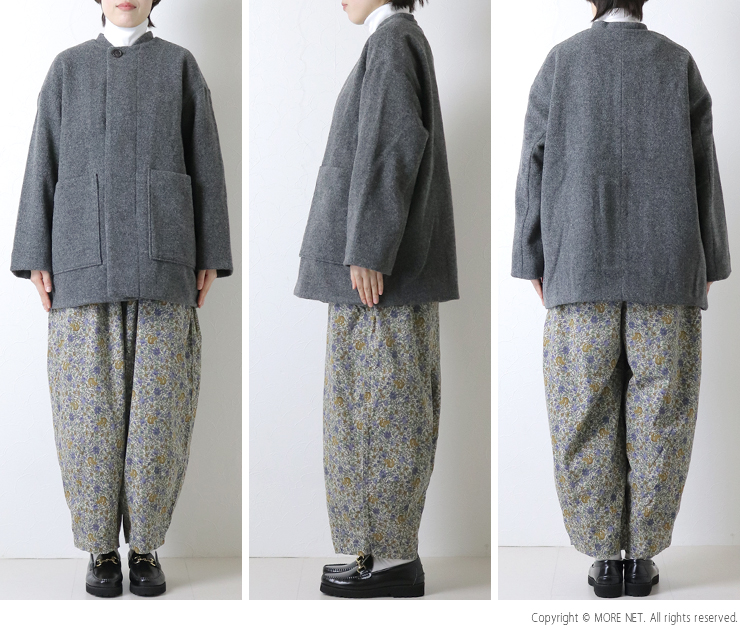 prit（プリット） ウールモッサネルーカラー比翼ショートコート P60605